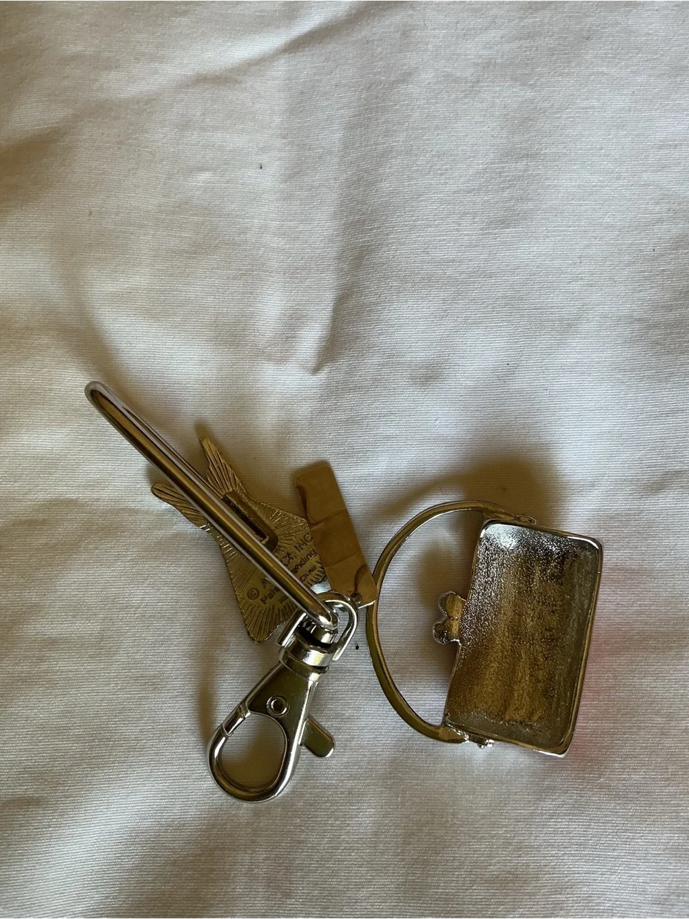 Pink Enamel Mini Purse and Dress Keychain